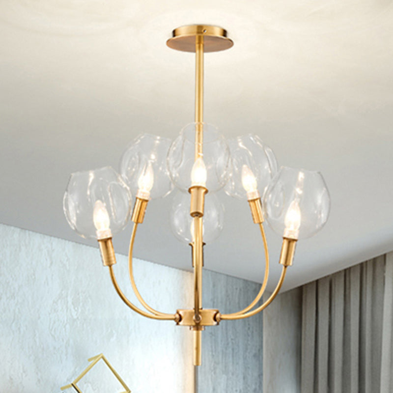Modern Gold Pendant Light With Clear Glass Shade - Ideal For Restaurants And Foyers