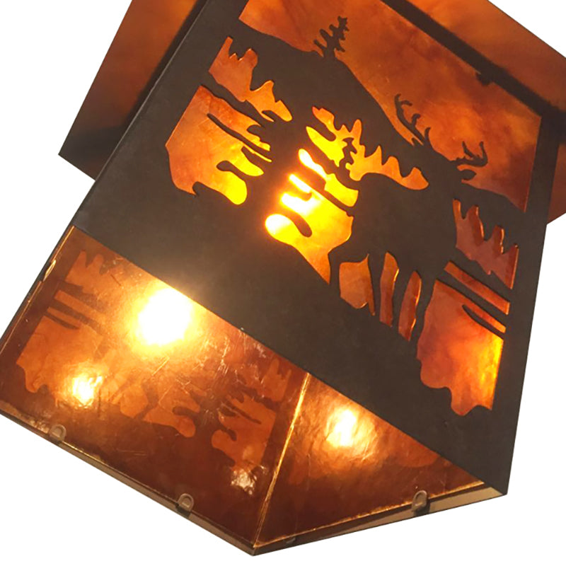 Country Style Elk Restaurant Hanging Light - Metal Pendant Lighting Rustic 1-Light Kit