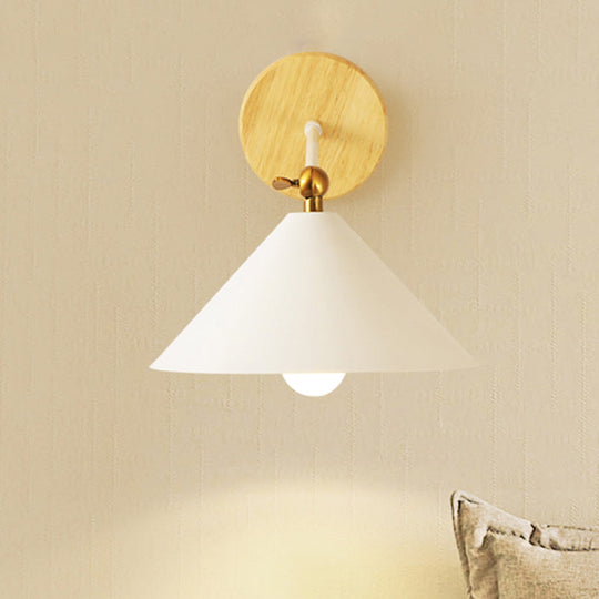 Nordic Modern Rotatable Pyramid Wall Lighting In White Metallic Sconce Light For Bedroom