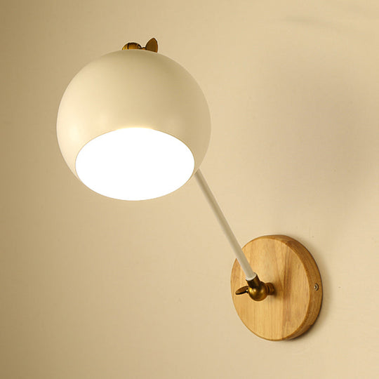Nordic Metallic Wall Lamp With Adjustable Spherical Shade For Boutique - 1-Bulb Light White