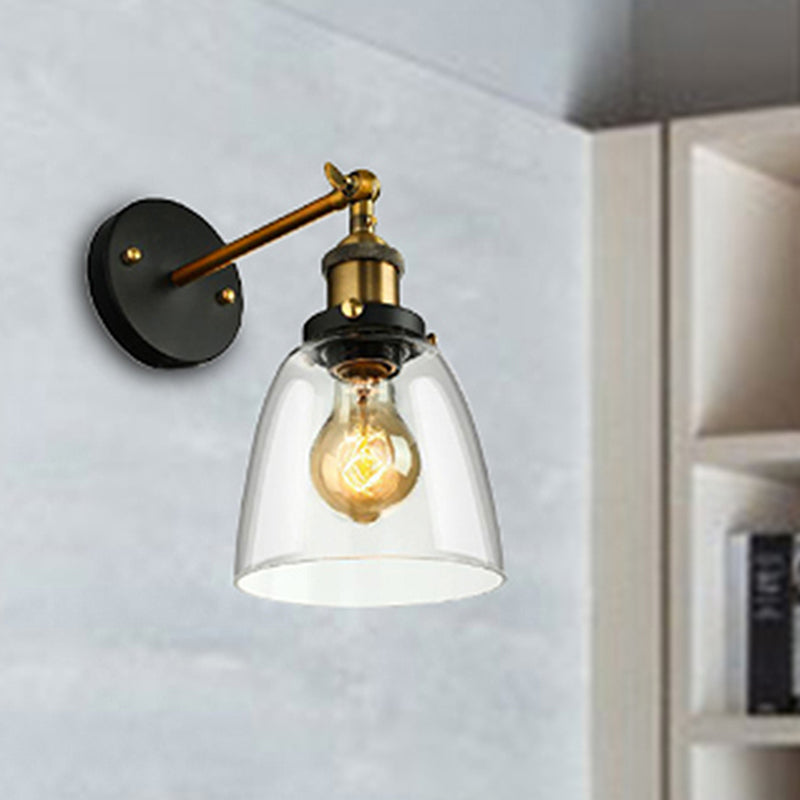 Rustic Glass Wall Sconce With Plug-In Cord - Clear 1-Light Fixture For Bedroom