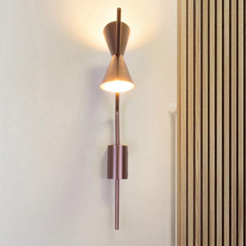 Modern Rose Gold Wall Sconce - Small Horn Shape Light For Boutique Stairway