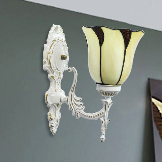 Tiffany Bell Beige Stained Glass Wall Sconce For Corridor