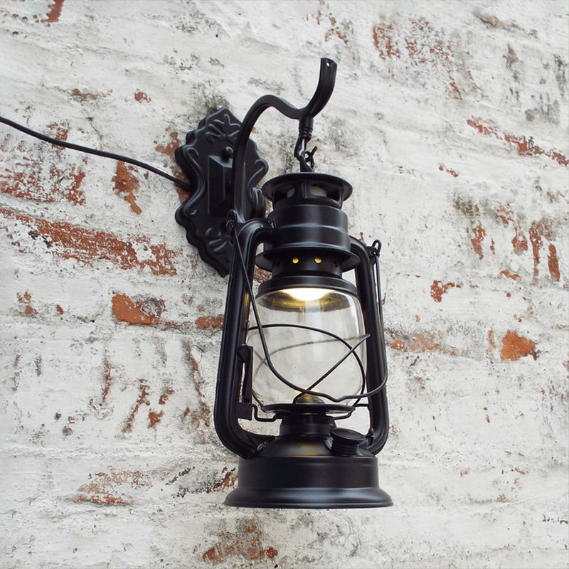 Coastal Porch Wall Sconce - Clear Glass Lantern Light Fixture