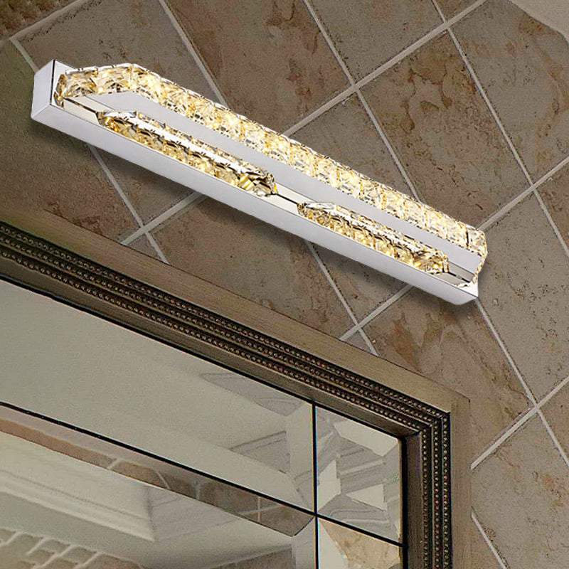 Contemporary Led Bathroom Vanity Wall Light With Clear/Champagne Crystal - 16/22 Width Warm/White