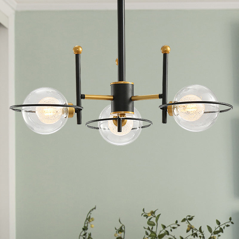 Modern Sphere Chandelier With Clear Glass Shade - Perfect For Dining Room Lighting