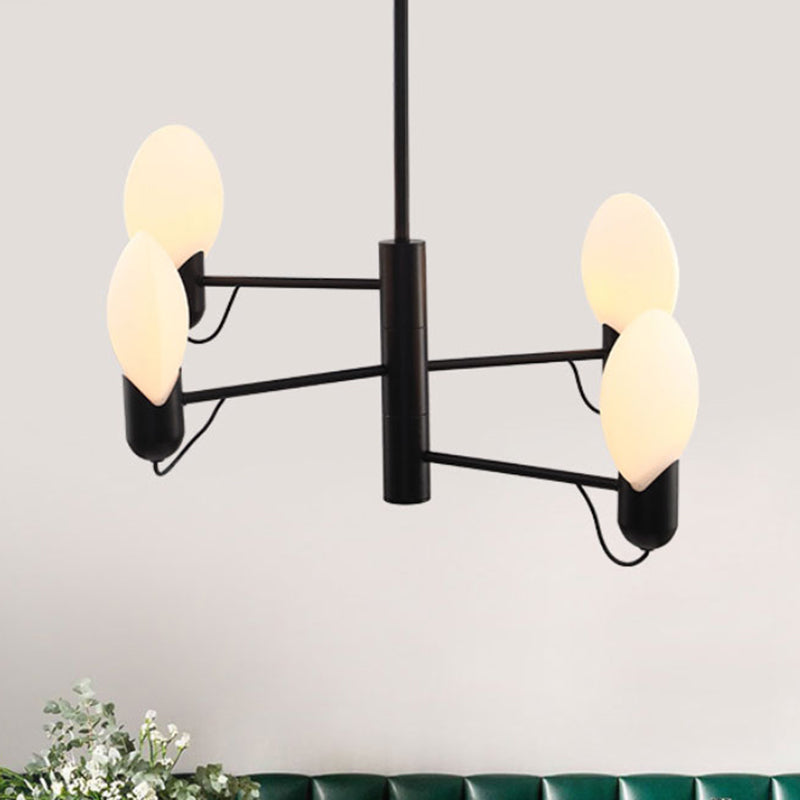 Modern Glass Shade Chandelier - Adjustable 4-Light Hanging Light Fixture in Black/Gold
