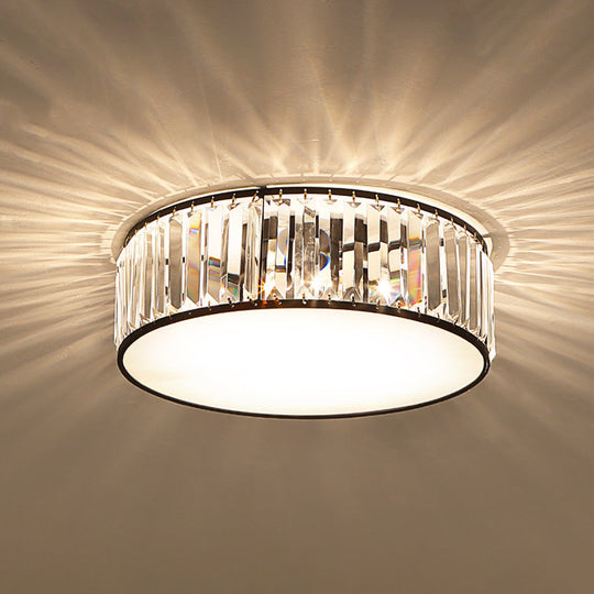 Black/Bronze Drum Flush Mount Crystal Ceiling Light - Elegant 3/4/5-Light Lamp For Bedroom 3 /