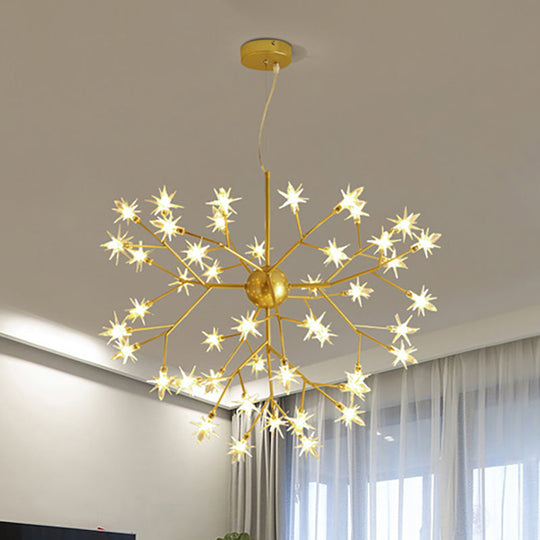 Gold Iron Starry Pendant Light Fixture - Modern 9/27/36-Light Chandelier For Dining Room 45 /