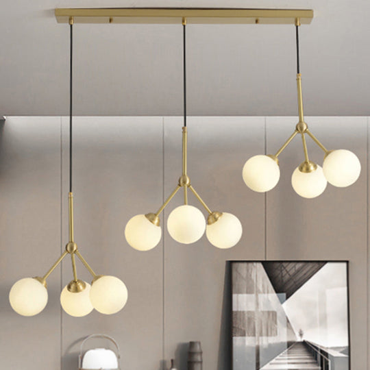 Gold Orb Shade Pendant Lamp: Modern Milk Glass Restaurant Light 9 /