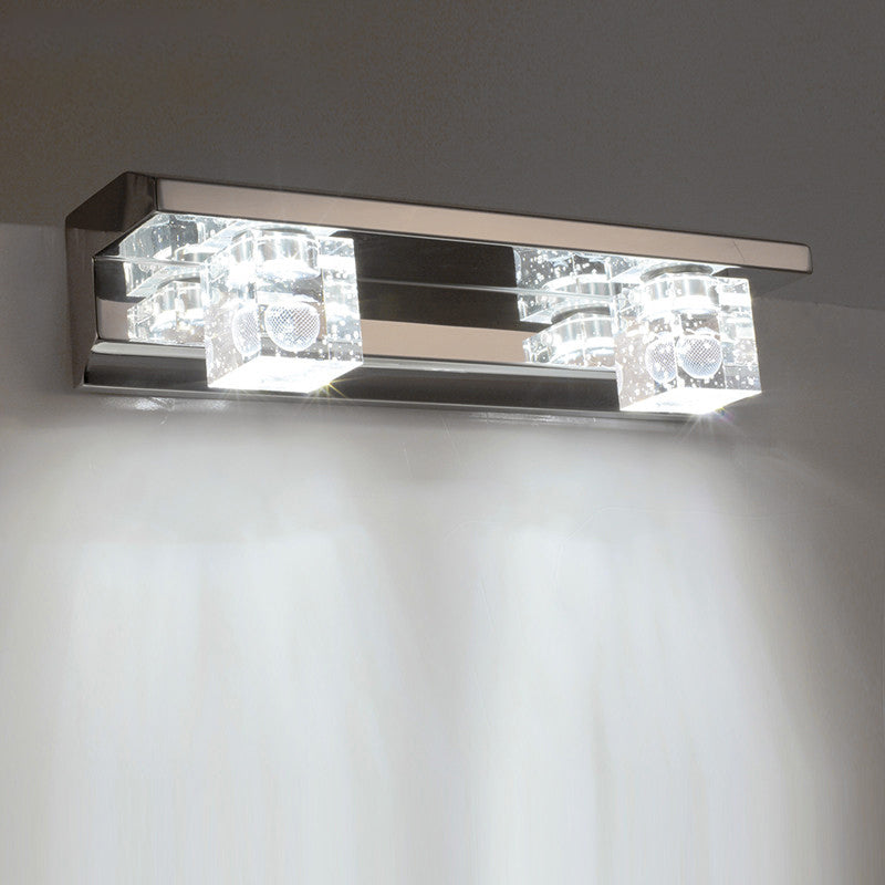 Modern 3-Head Clear Crystal Wall Sconce - Silver Finish Vanity Light Fixture 12.5/18 Width