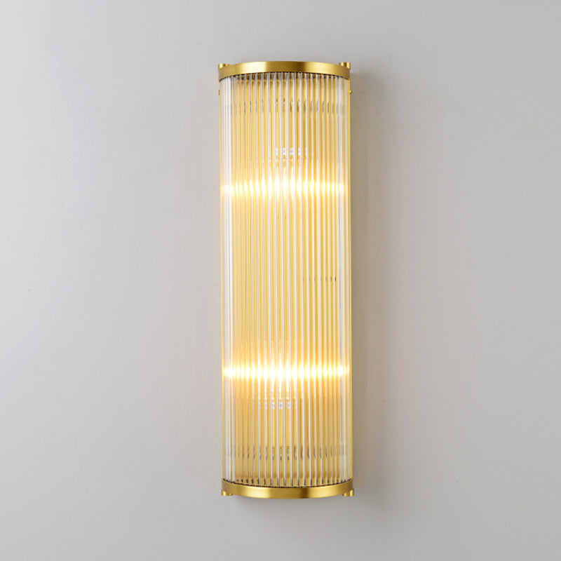Modern Gold Wall Sconce Light With Fluted Crystal Detail Perfect For Living Room 2 / Cylinder