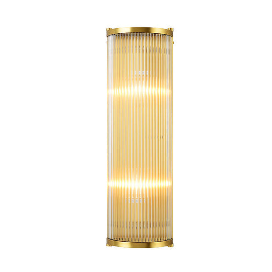 Modern Gold Wall Sconce Light With Fluted Crystal Detail Perfect For Living Room