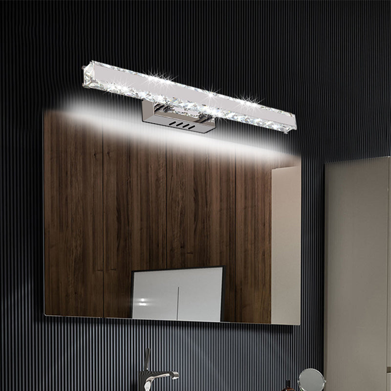 Modern Led Crystal Vanity Mirror Light Sconce - 11.5/16.5 Wide Rectangle White Wall Lighting For