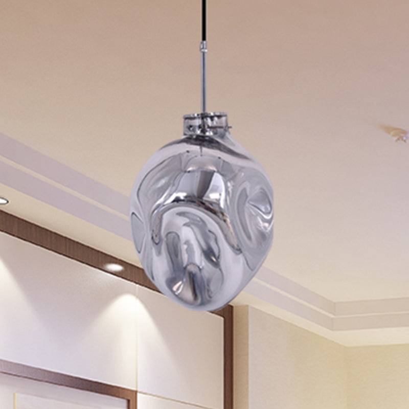 Abstract Shade Hanging Light: Contemporary Style Pendant Lamp With Hammered Glass - Ideal For Hotels