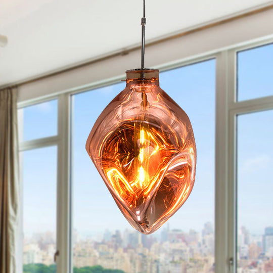 Contemporary Abstract Shade Hanging Light Pendant Lamp with Hammered Glass - Ideal for Hotels