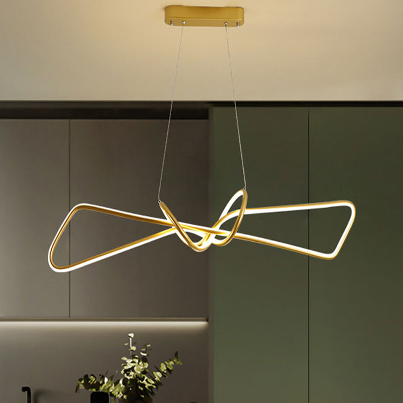 Contemporary Metal Dining Room Hanging Light Kit With Bowtie Led Island Lighting