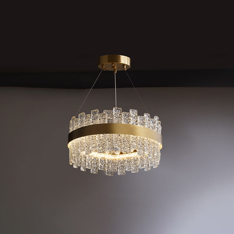 Modern Crystal Loop Pendant Light With Brass Finish And Led / 16
