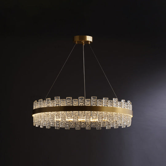Modern Crystal Loop Pendant Light With Brass Finish And Led / 23.5