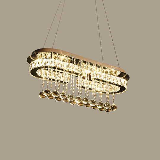 Modern Led Crystal Pendant Light With Stainless Steel Frame And Tassel Accents Stainless-Steel /