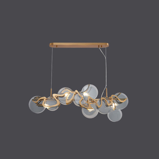 Postmodern Brass Circle Pendant Light For Restaurants - Glass Island Fixture 7 / Smoke Grey