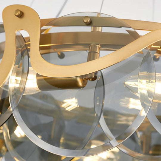 Postmodern Brass Circle Pendant Light For Restaurants - Glass Island Fixture