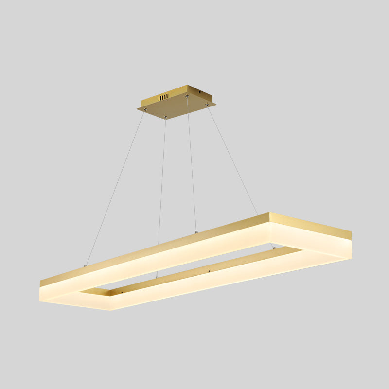 Gold Finish Rectangular Island Led Ceiling Light - Simple Acrylic Design / 47 Natural