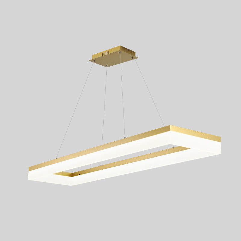 Gold Finish Rectangular Island Led Ceiling Light - Simple Acrylic Design / 47 Third Gear