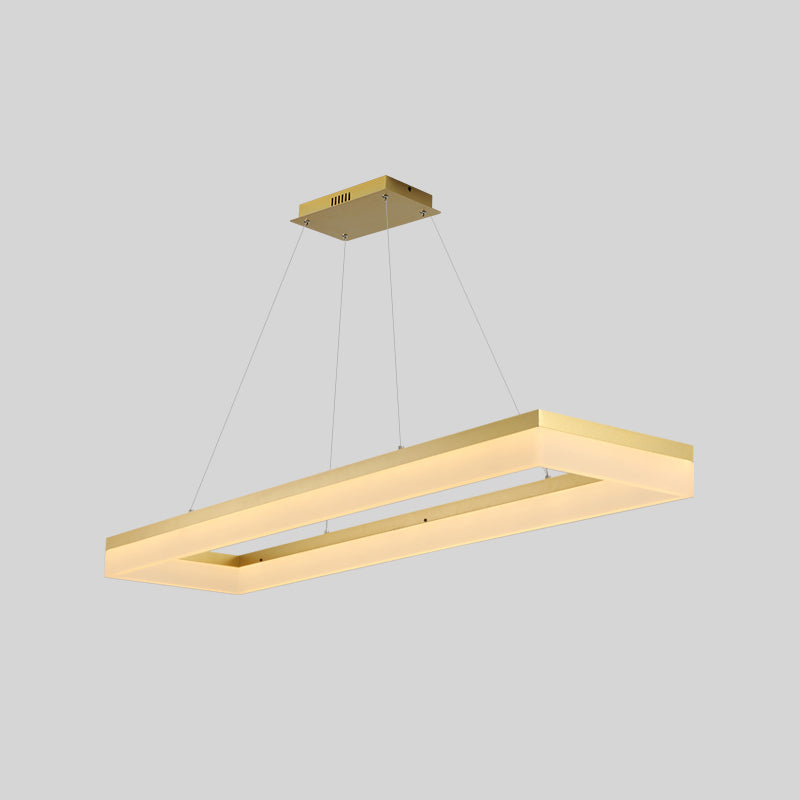 Gold Finish Rectangular Island Led Ceiling Light - Simple Acrylic Design / 35.5 Warm