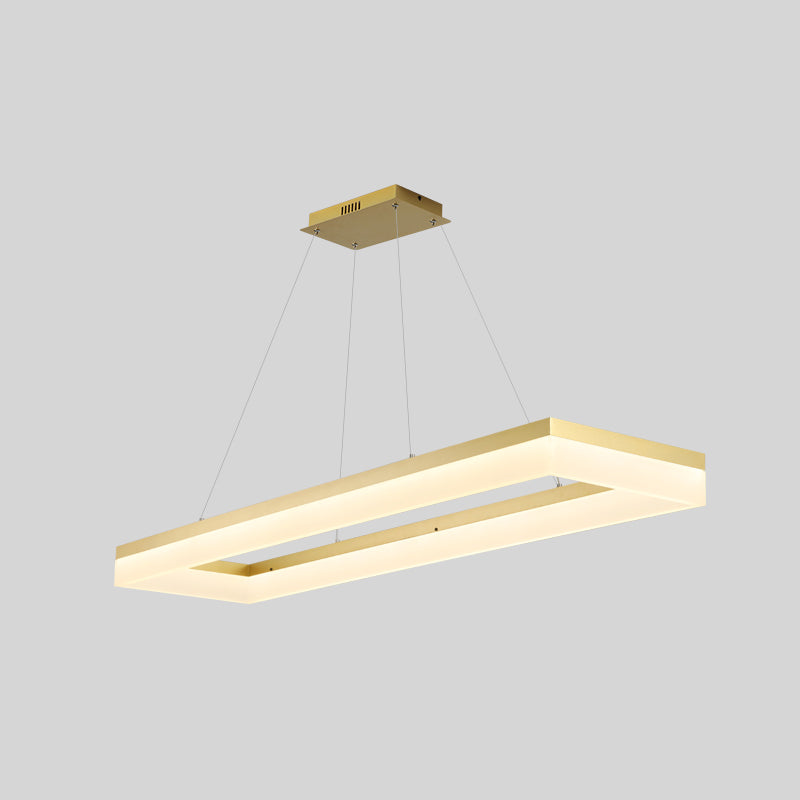 Gold Finish Rectangular Island Led Ceiling Light - Simple Acrylic Design / 35.5 Natural