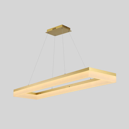 Gold Finish Rectangular Island Led Ceiling Light - Simple Acrylic Design / 47 Warm