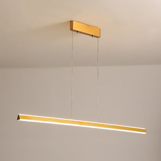 Aluminum Led Triangular Prism Pendant Lamp For Dining Room - Simple And Stylish Island Light Gold /