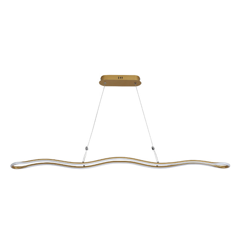 Modernist Wavy Strip Led Island Pendant - Acrylic Dining Room Hanging Lamp Kit