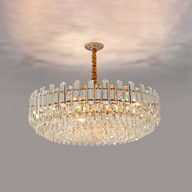Contemporary Crystal Chandelier Pendant - Rose Gold Tier Suspended Lighting / 19.5 Clear