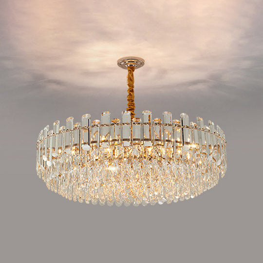 Contemporary Crystal Chandelier Pendant - Rose Gold Tier Suspended Lighting / 23.5 Clear