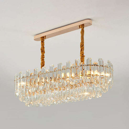 Contemporary Crystal Chandelier Pendant - Rose Gold Tier Suspended Lighting / 39.5 Clear