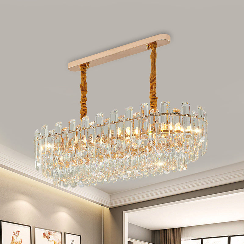 Contemporary Crystal Chandelier Pendant - Rose Gold Tier Suspended Lighting