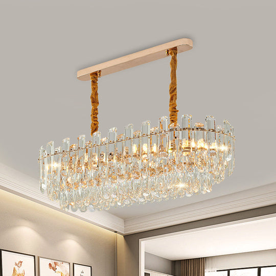 Contemporary Crystal Chandelier Pendant - Rose Gold Tier Suspended Lighting
