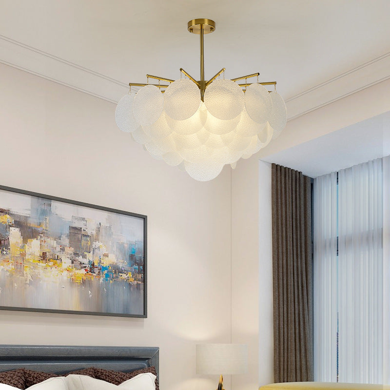 Aniya -  Modern Brass-White Tiered Discs Suspension Chandelier for Dining Room Ceiling