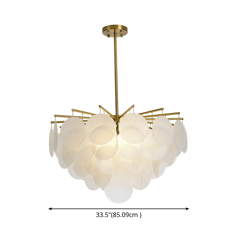Aniya -  Modern Brass-White Tiered Discs Suspension Chandelier for Dining Room Ceiling
