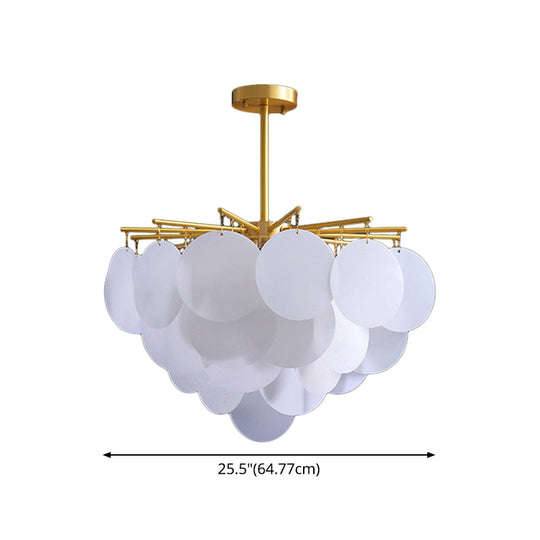 Skyla - Tiered Discs Modern Dining Room Suspension Chandelier in Brass-White