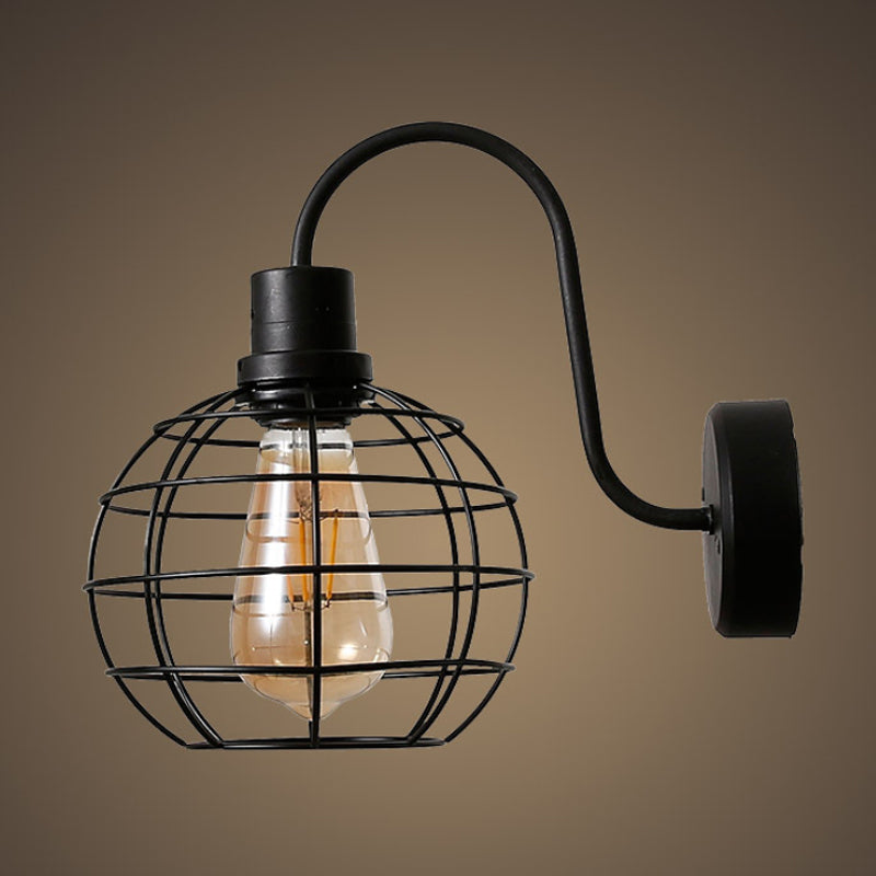 Retro Wire Metal Wall Sconce Light In Black For Living Room Decor