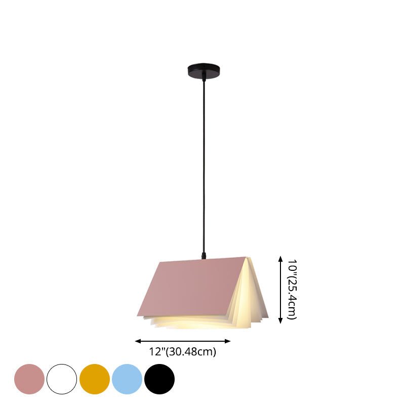 Art Deco Metal Pendant Light: Creative Books Hanging Lamp With 1 Light - Indoor Lighting