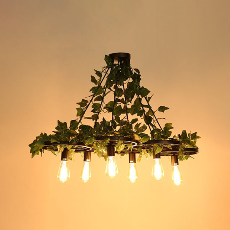 Industrial Metal Island Pendant Light - Black Hanging Lamp 6 /