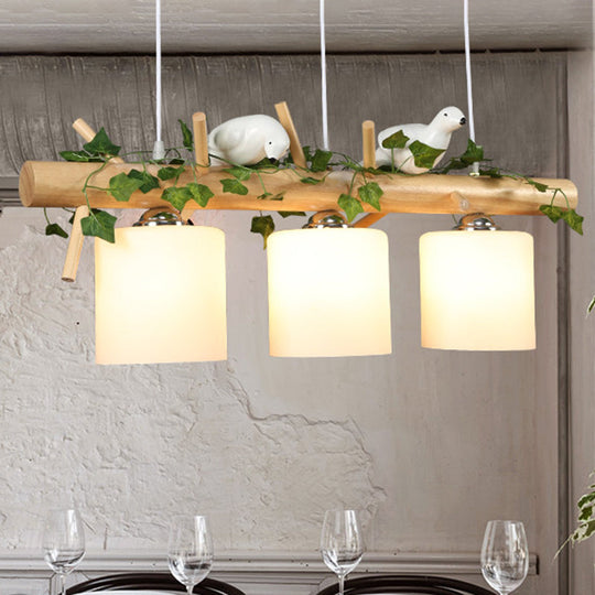 Modern Wood Linear Island Lighting For Restaurants - Natural Light