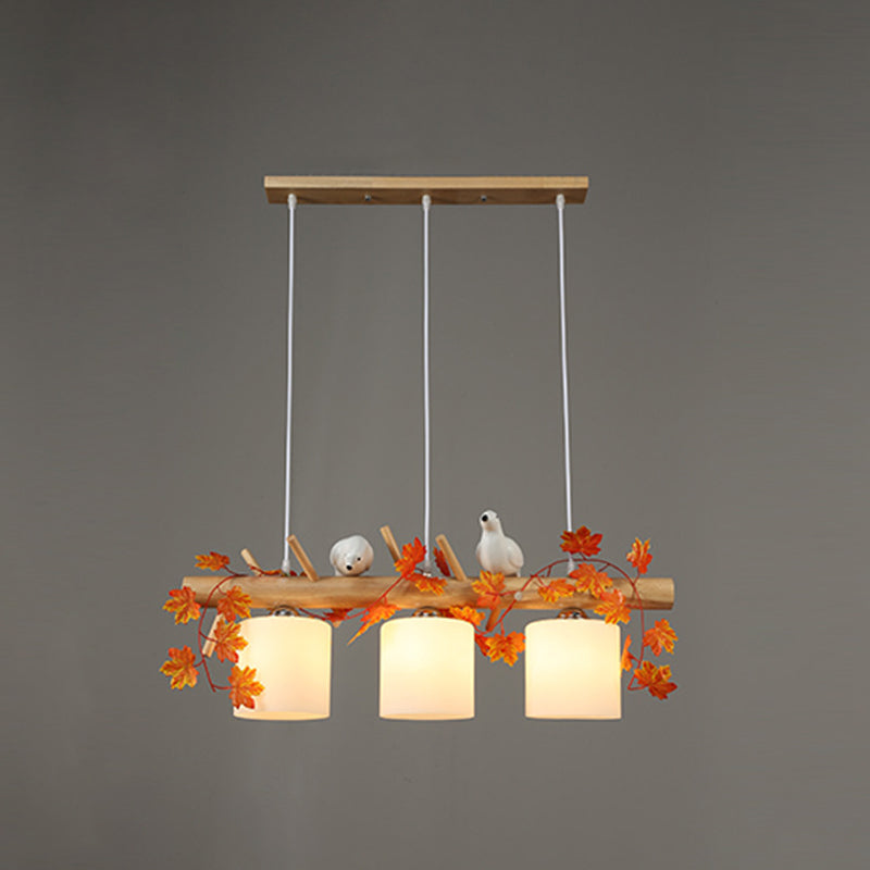 Modern Wood Linear Island Lighting For Restaurants - Natural Light 3 / Maple Leaf