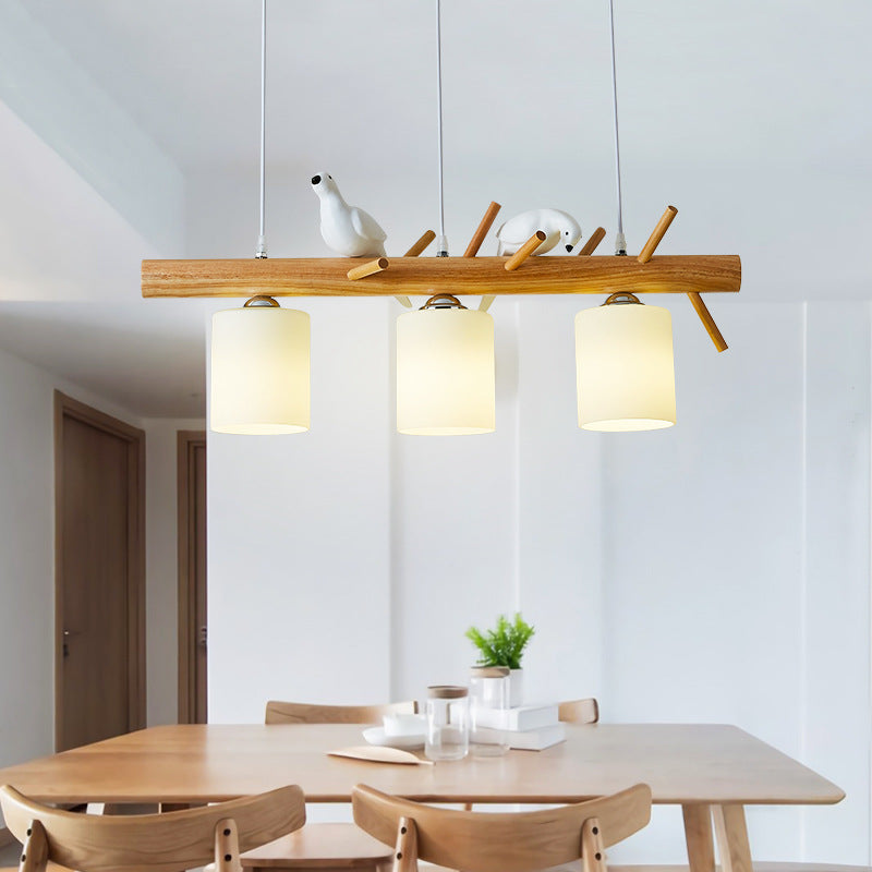 Modern Island Pendant Light With Frosted Glass Lampshade For Dining Room