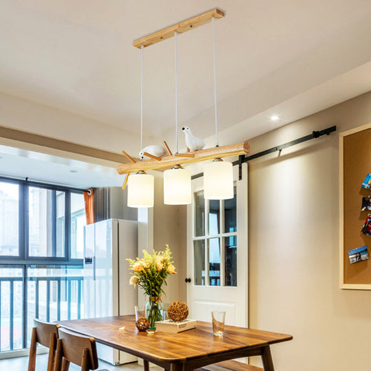 Modern Island Pendant Light With Frosted Glass Lampshade For Dining Room