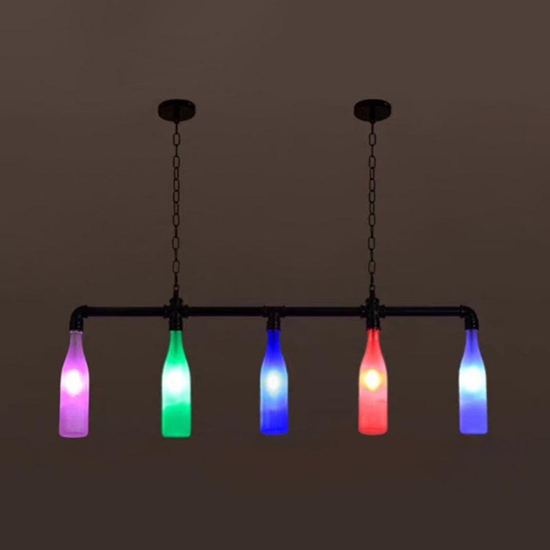 Industrial Iron Pipe Wine Bottle Pendant Light - Multi-Color Island Lamps 5 /