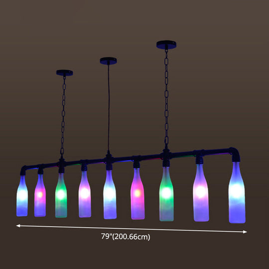 Industrial Iron Pipe Wine Bottle Pendant Light - Multi-Color Island Lamps